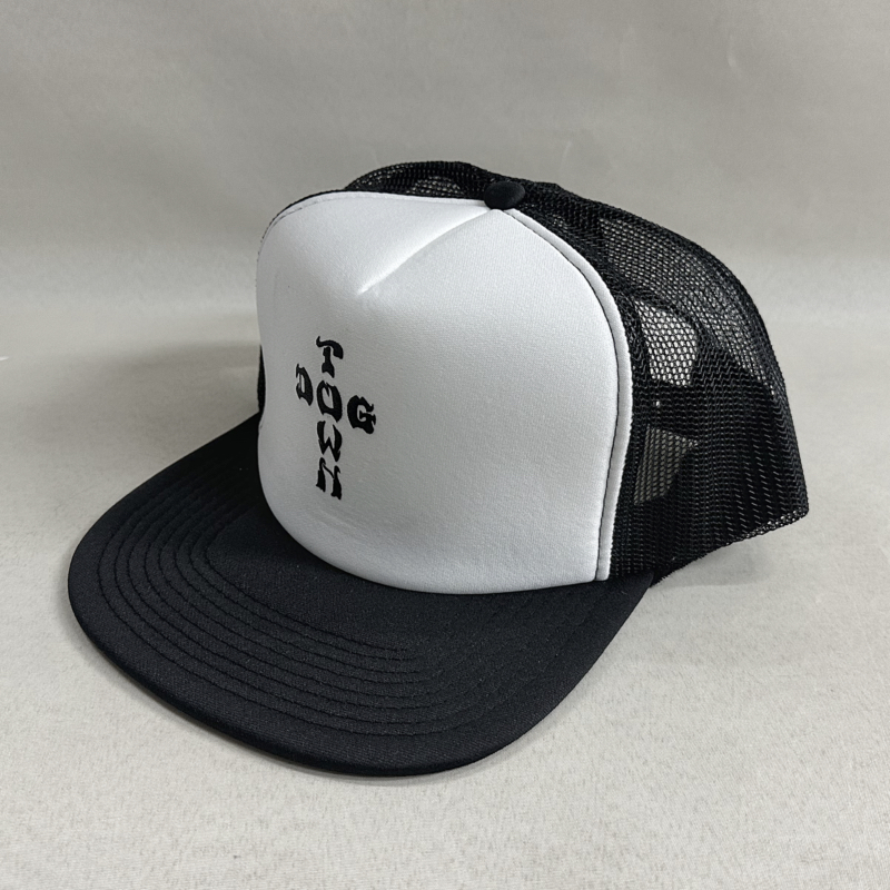 dt cross letter flip mesh hat black white